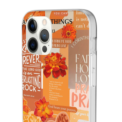 Faith Collage Phone Clear Case — Inspirational Christian Scripture Floral Design