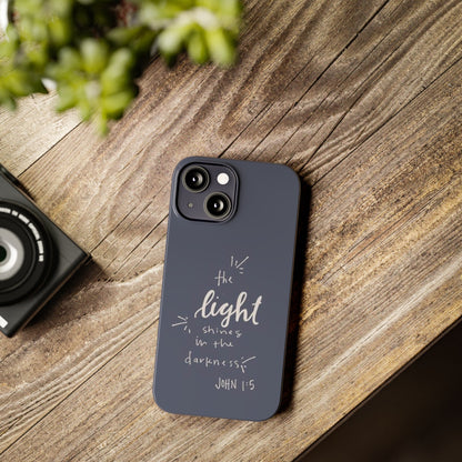 The Light Shines in the Darkness (John 1:5) iPhone Slim Phone Case — Christian Scripture Phone Case