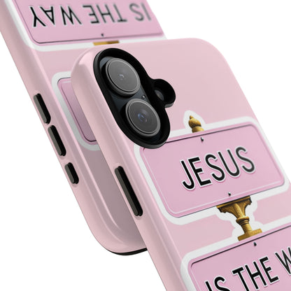 Jesus Is The Way Phone Case — Pink Tough Protective Case