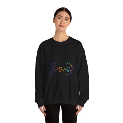 Jesus Rainbow Crewneck Sweatshirt — "The Name Above Every Name" Christian Pullover