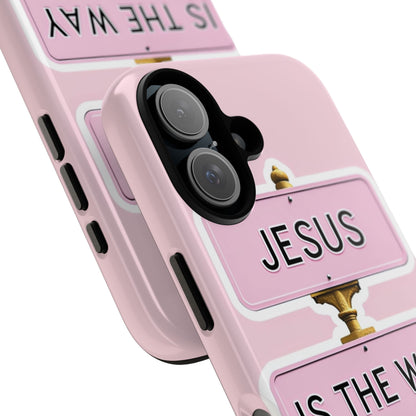 Jesus Is The Way Phone Case — Pink Tough Protective Case