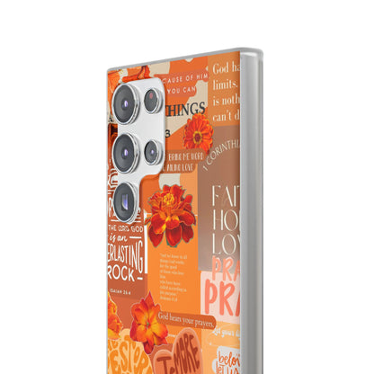 Faith Collage Phone Clear Case — Inspirational Christian Scripture Floral Design