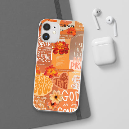 Faith Collage Phone Clear Case — Inspirational Christian Scripture Floral Design