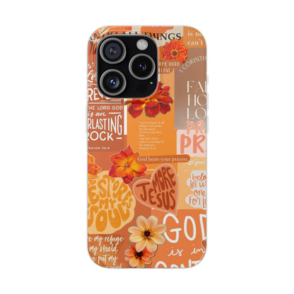 Faith Collage Phone Clear Case — Inspirational Christian Scripture Floral Design