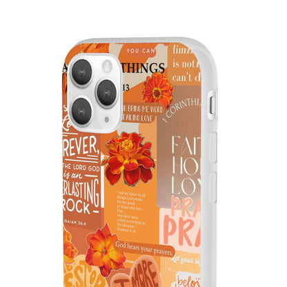 Faith Collage Phone Clear Case — Inspirational Christian Scripture Floral Design