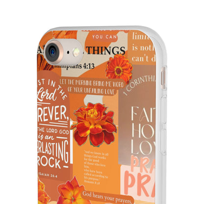 Faith Collage Phone Clear Case — Inspirational Christian Scripture Floral Design