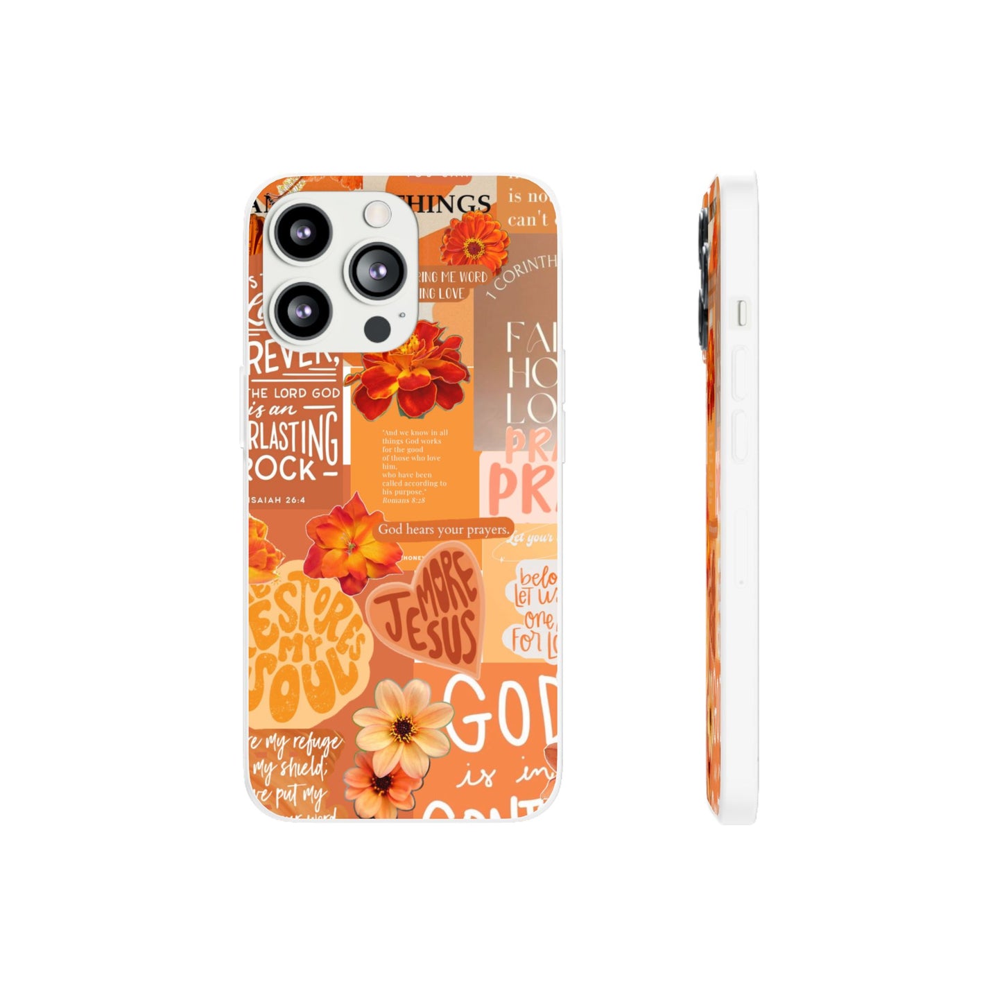 Faith Collage Phone Clear Case — Inspirational Christian Scripture Floral Design