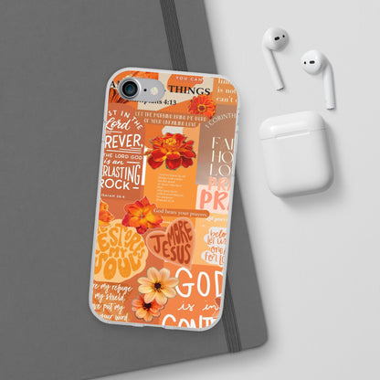 Faith Collage Phone Clear Case — Inspirational Christian Scripture Floral Design