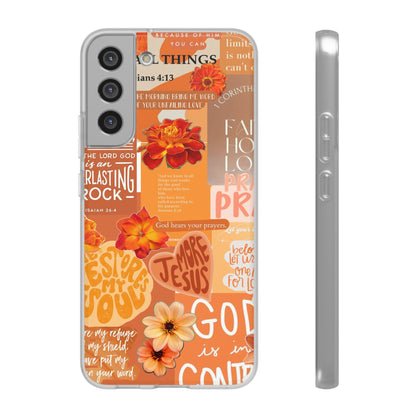 Faith Collage Phone Clear Case — Inspirational Christian Scripture Floral Design