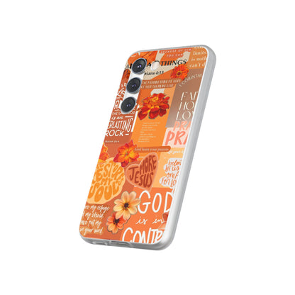 Faith Collage Phone Clear Case — Inspirational Christian Scripture Floral Design