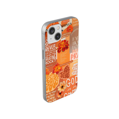 Faith Collage Phone Clear Case — Inspirational Christian Scripture Floral Design