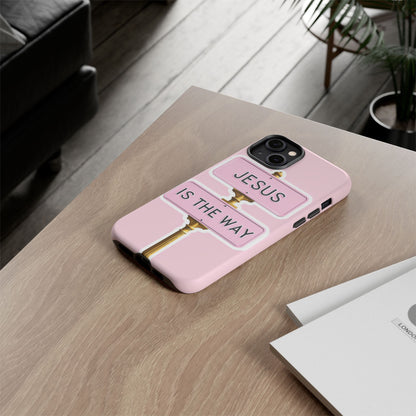 Jesus Is The Way Phone Case — Pink Tough Protective Case