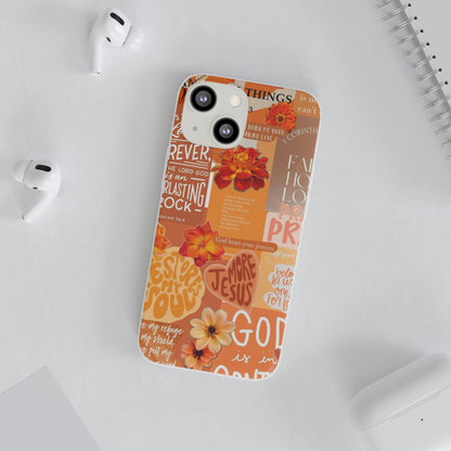 Faith Collage Phone Clear Case — Inspirational Christian Scripture Floral Design