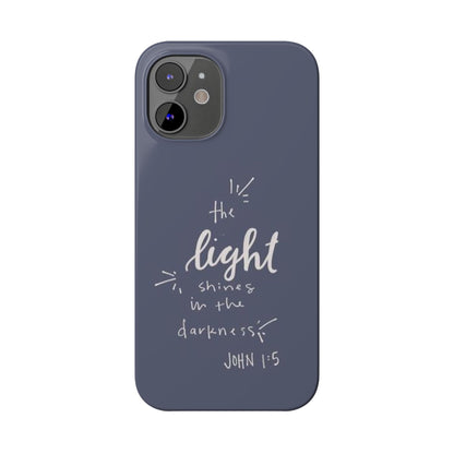 The Light Shines in the Darkness (John 1:5) iPhone Slim Phone Case — Christian Scripture Phone Case