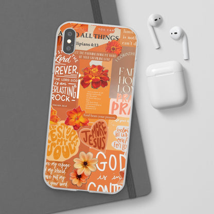 Faith Collage Phone Clear Case — Inspirational Christian Scripture Floral Design