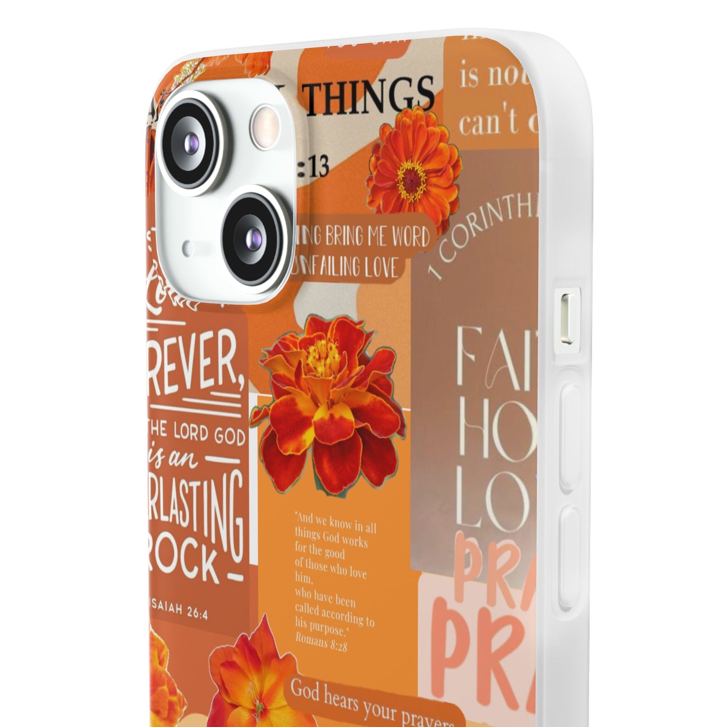 Faith Collage Phone Clear Case — Inspirational Christian Scripture Floral Design