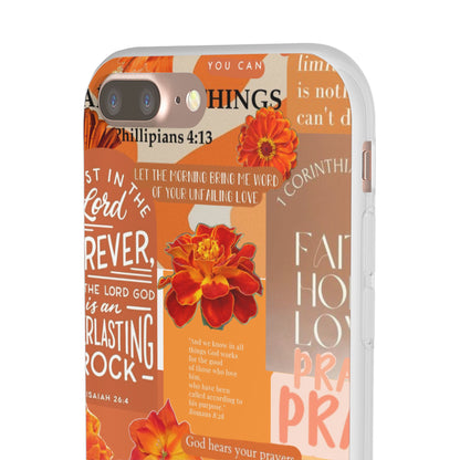 Faith Collage Phone Clear Case — Inspirational Christian Scripture Floral Design