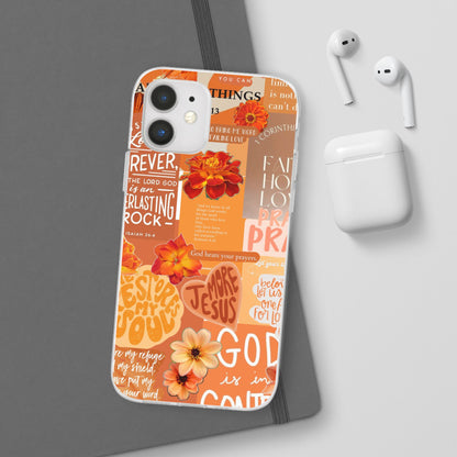 Faith Collage Phone Clear Case — Inspirational Christian Scripture Floral Design
