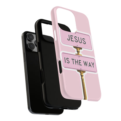 Jesus Is The Way Phone Case — Pink Tough Protective Case