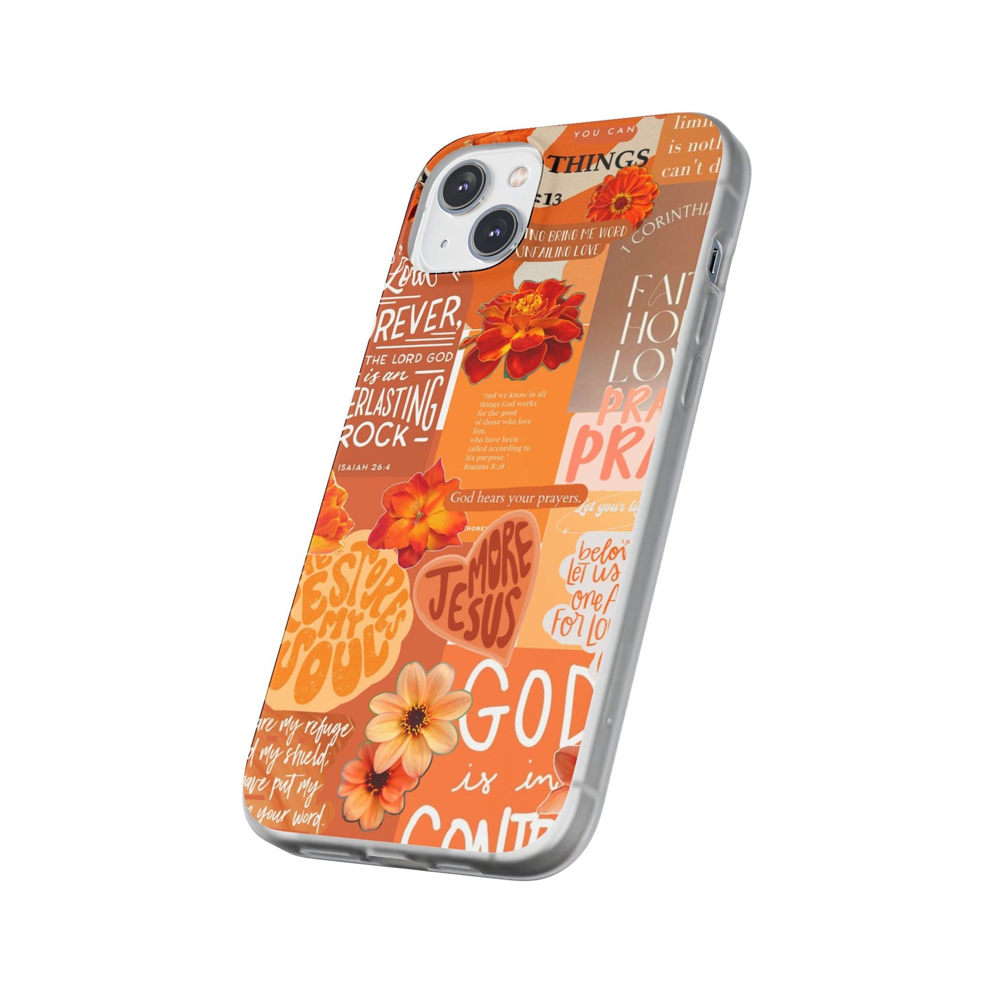 Faith Collage Phone Clear Case — Inspirational Christian Scripture Floral Design