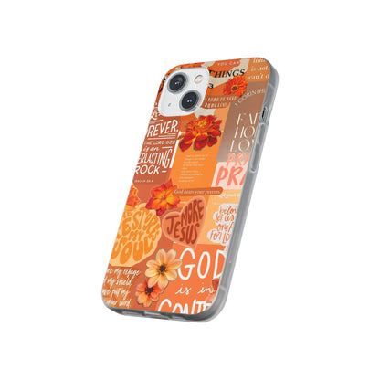 Faith Collage Phone Clear Case — Inspirational Christian Scripture Floral Design