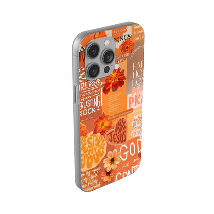 Faith Collage Phone Clear Case — Inspirational Christian Scripture Floral Design