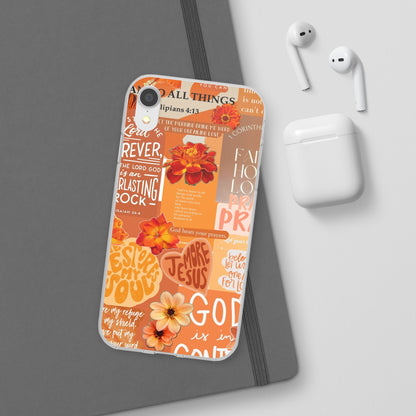 Faith Collage Phone Clear Case — Inspirational Christian Scripture Floral Design