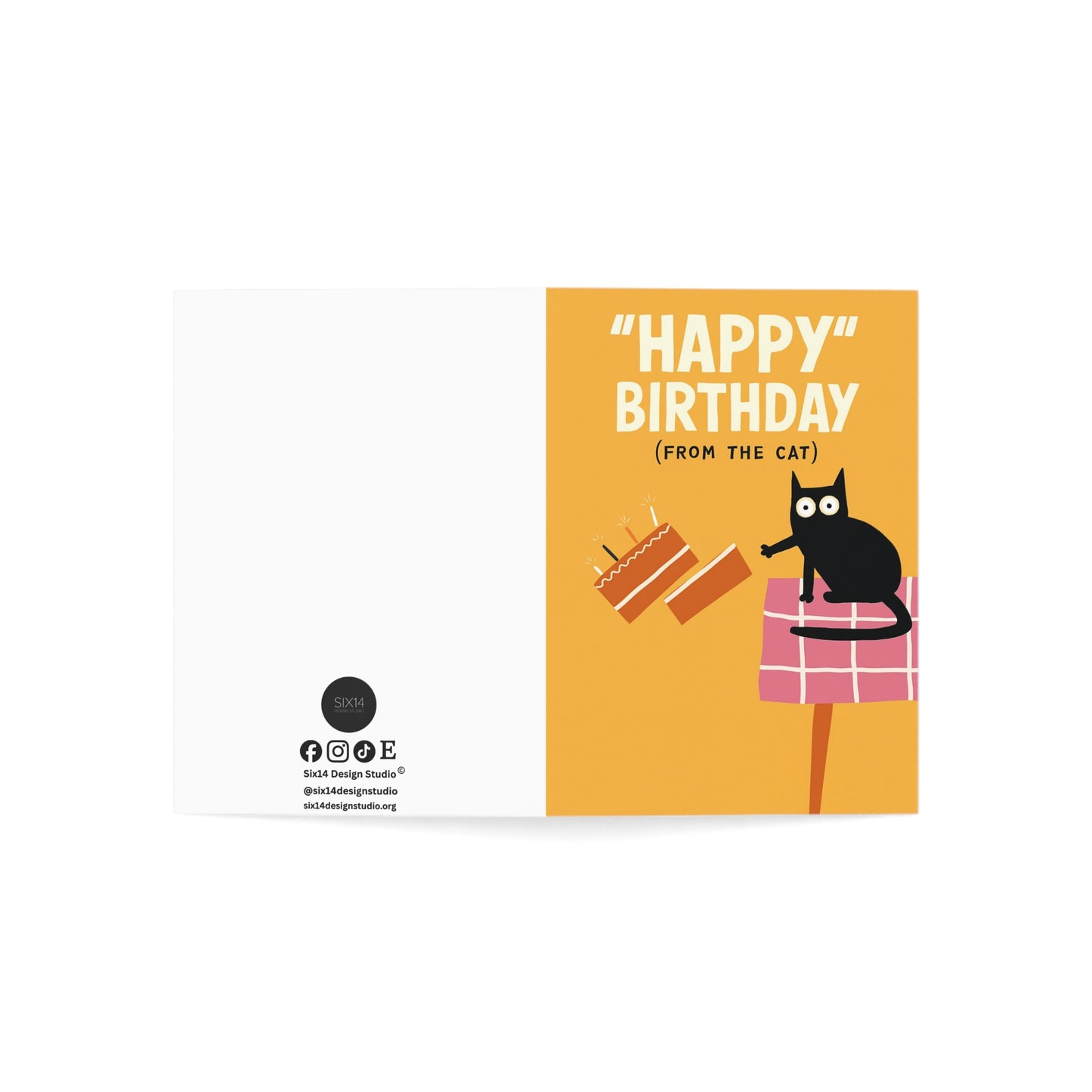Happy Birthday Cat Illustration Greeting Card | Funny Cat Birthday Card