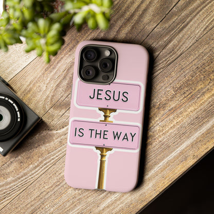 Jesus Is The Way Phone Case — Pink Tough Protective Case