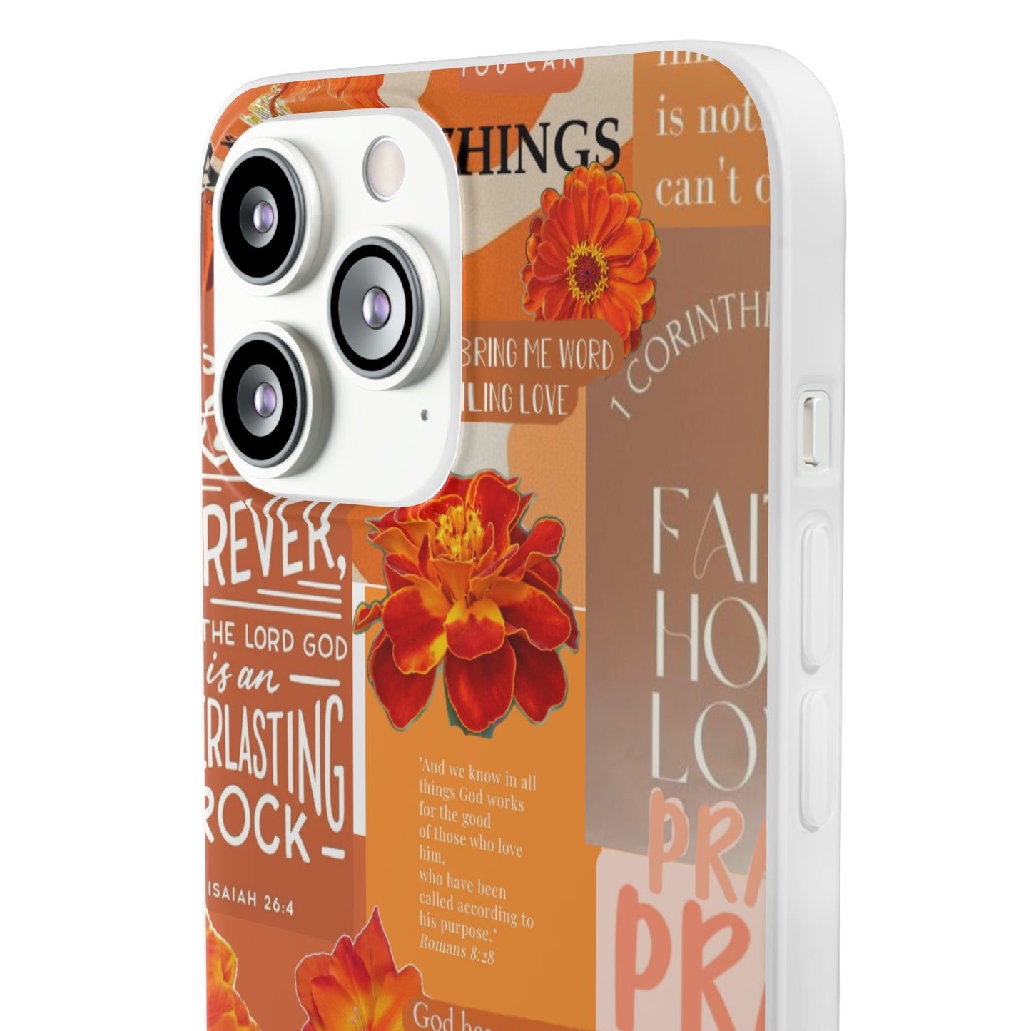 Faith Collage Phone Clear Case — Inspirational Christian Scripture Floral Design