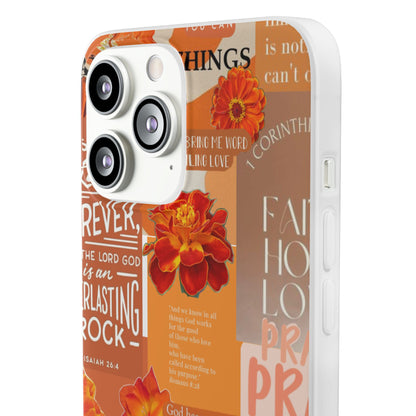 Faith Collage Phone Clear Case — Inspirational Christian Scripture Floral Design