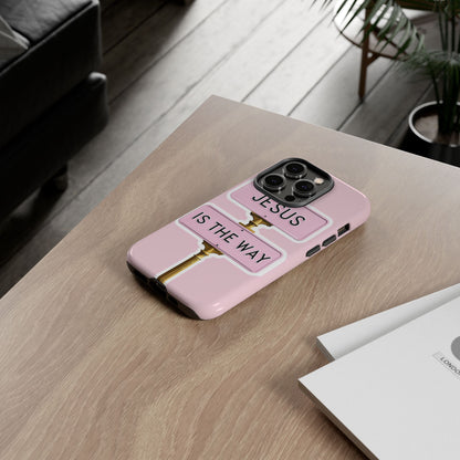 Jesus Is The Way Phone Case — Pink Tough Protective Case