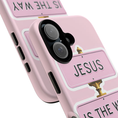 Jesus Is The Way Phone Case — Pink Tough Protective Case