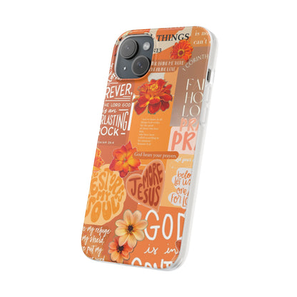 Faith Collage Phone Clear Case — Inspirational Christian Scripture Floral Design