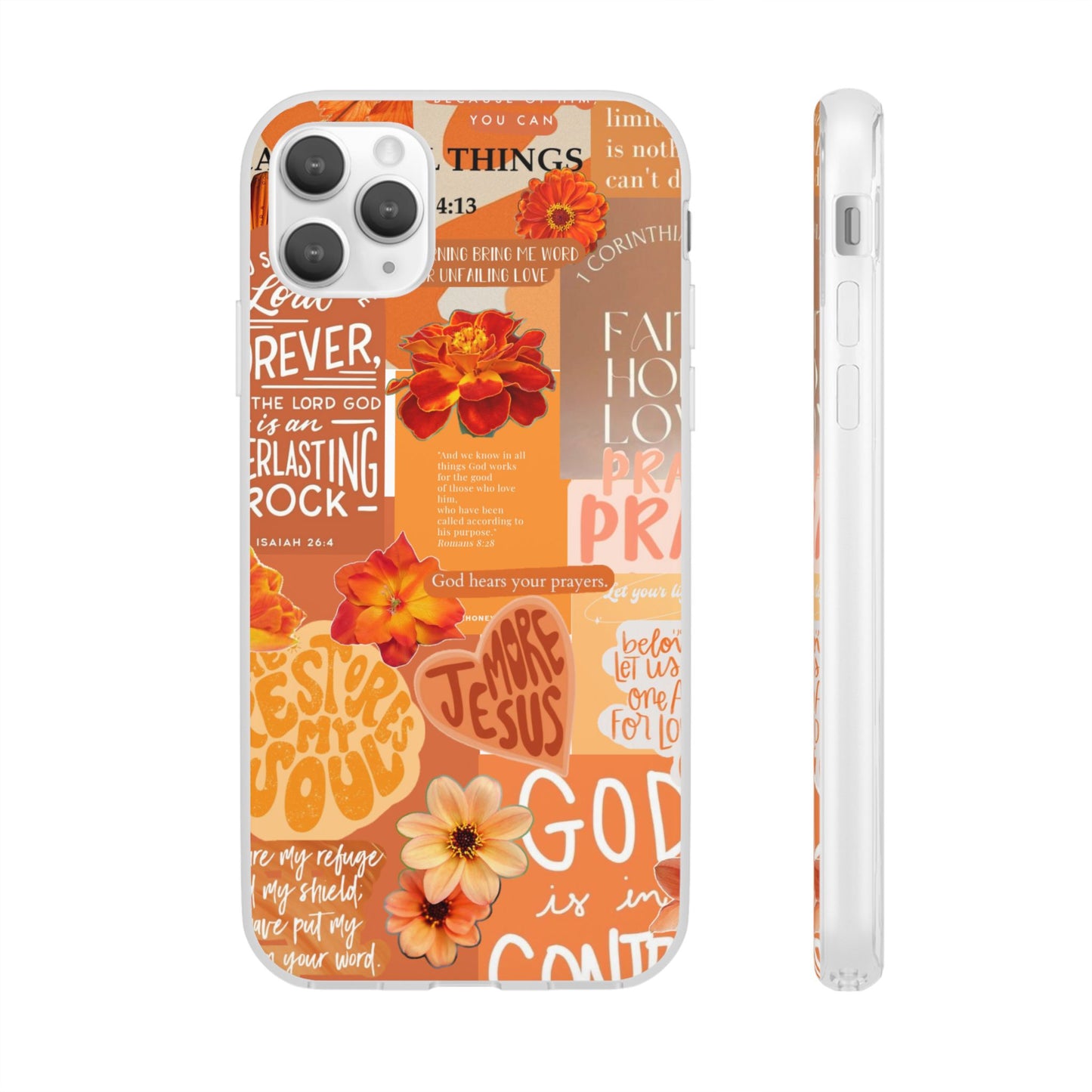 Faith Collage Phone Clear Case — Inspirational Christian Scripture Floral Design