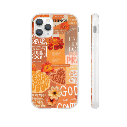 Faith Collage Phone Clear Case — Inspirational Christian Scripture Floral Design
