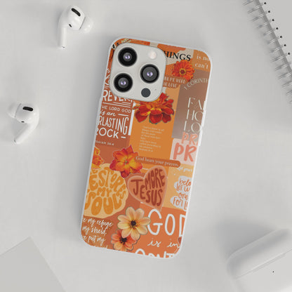 Faith Collage Phone Clear Case — Inspirational Christian Scripture Floral Design
