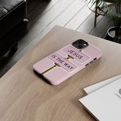 Jesus Is The Way Phone Case — Pink Tough Protective Case