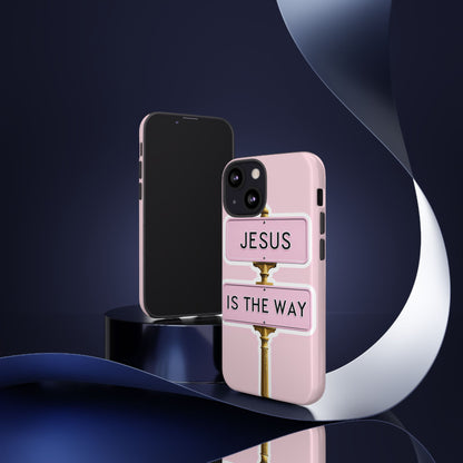 Jesus Is The Way Phone Case — Pink Tough Protective Case