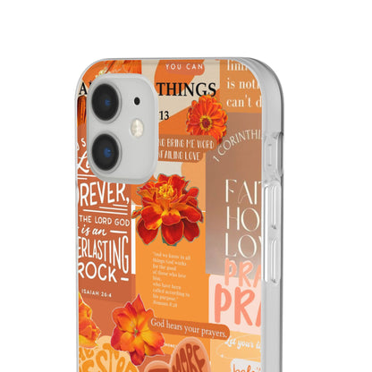 Faith Collage Phone Clear Case — Inspirational Christian Scripture Floral Design