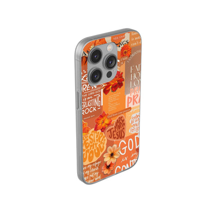 Faith Collage Phone Clear Case — Inspirational Christian Scripture Floral Design