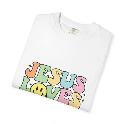Jesus Loves You T-Shirt — Retro Daisy Smiley Faith Tee