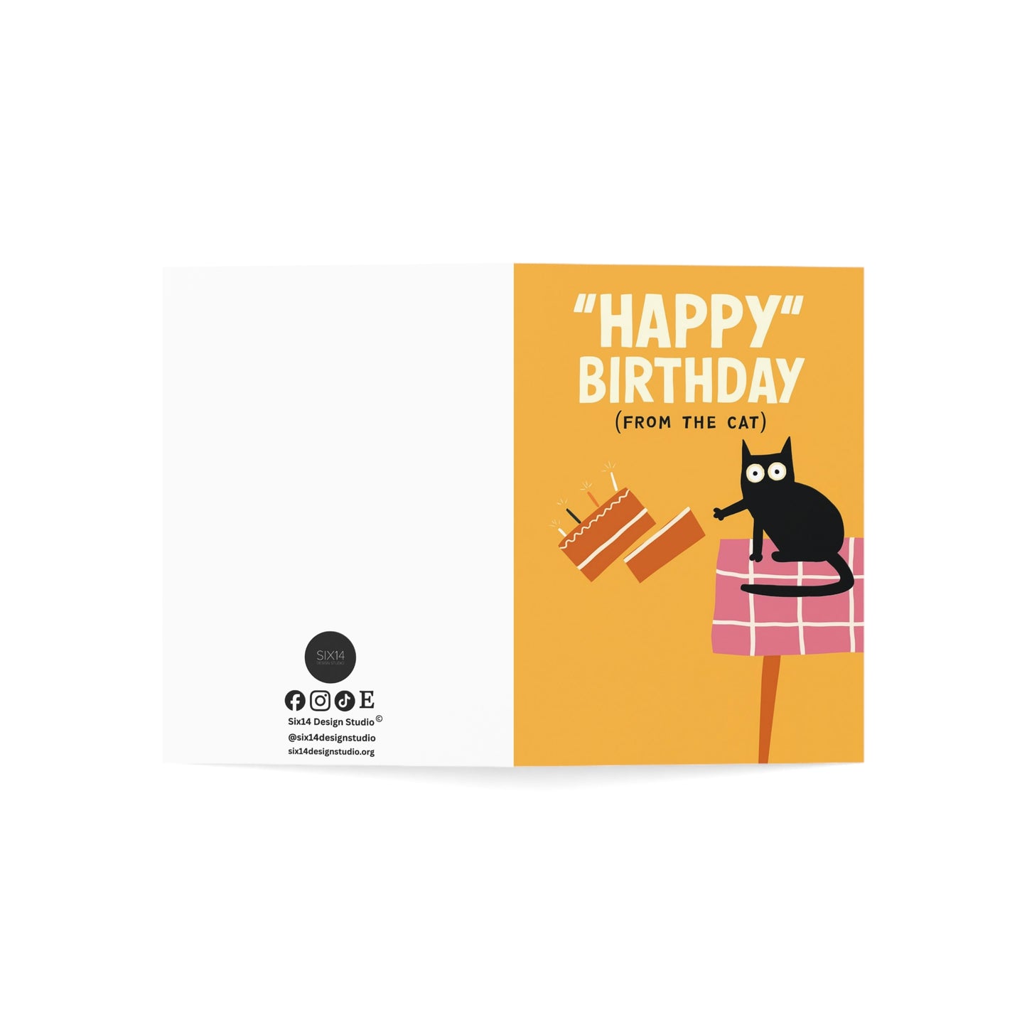 Happy Birthday Cat Illustration Greeting Card | Funny Cat Birthday Card