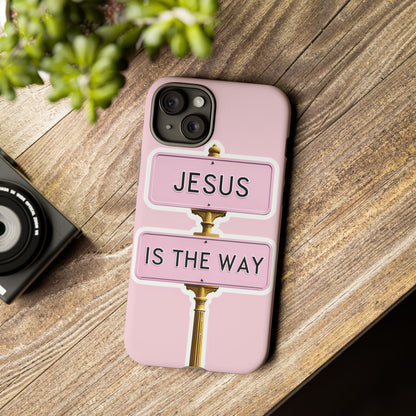 Jesus Is The Way Phone Case — Pink Tough Protective Case