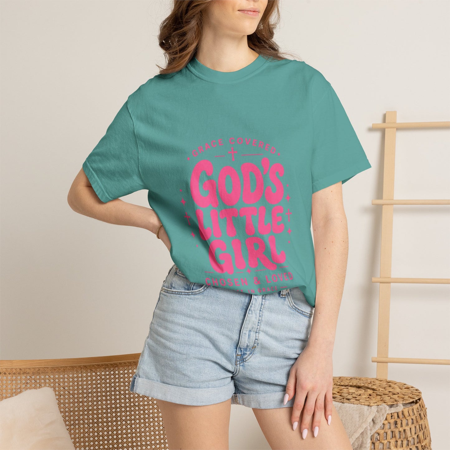 God's Little Girl T‑Shirt — Pink Faith Graphic Tee