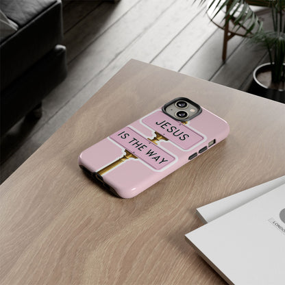 Jesus Is The Way Phone Case — Pink Tough Protective Case