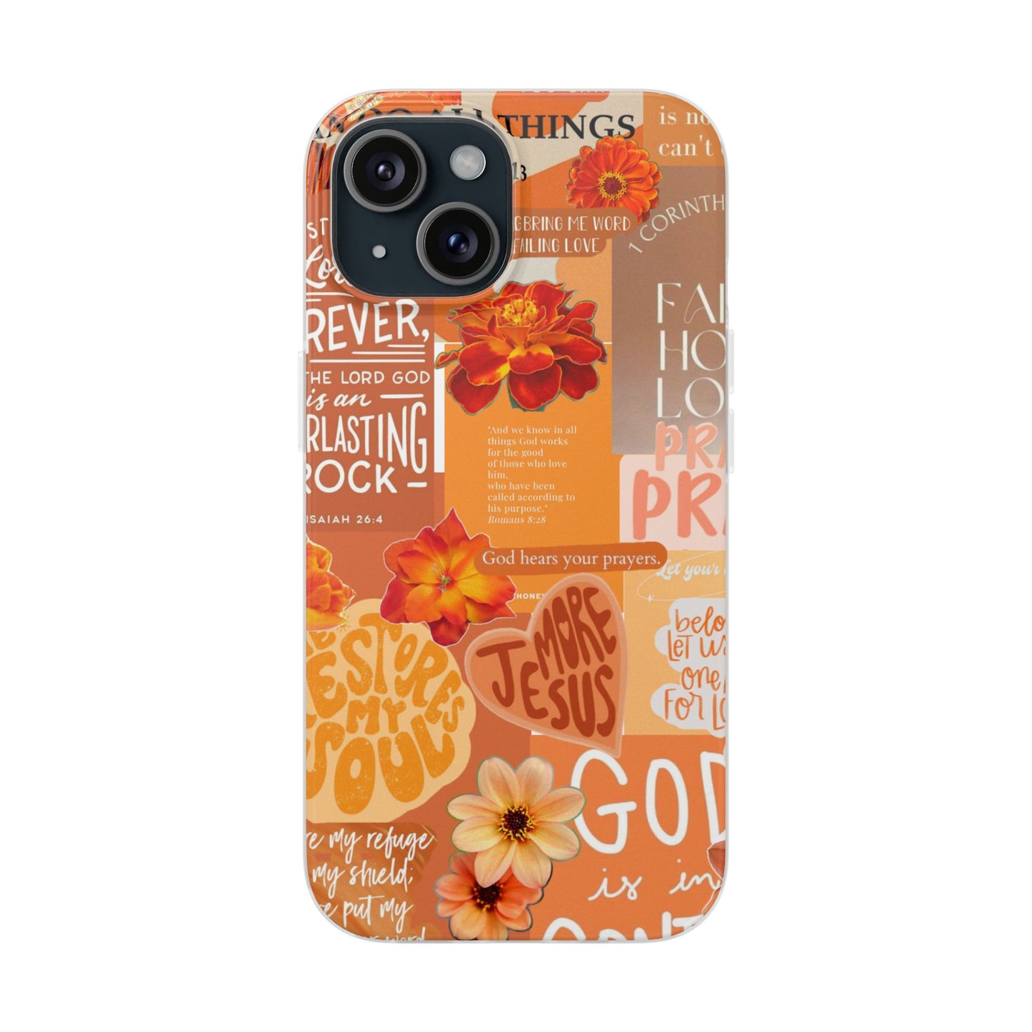 Faith Collage Phone Clear Case — Inspirational Christian Scripture Floral Design