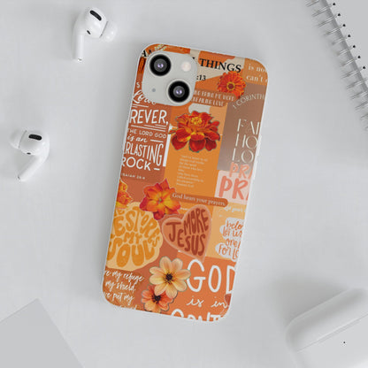 Faith Collage Phone Clear Case — Inspirational Christian Scripture Floral Design