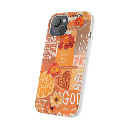 Faith Collage Phone Clear Case — Inspirational Christian Scripture Floral Design
