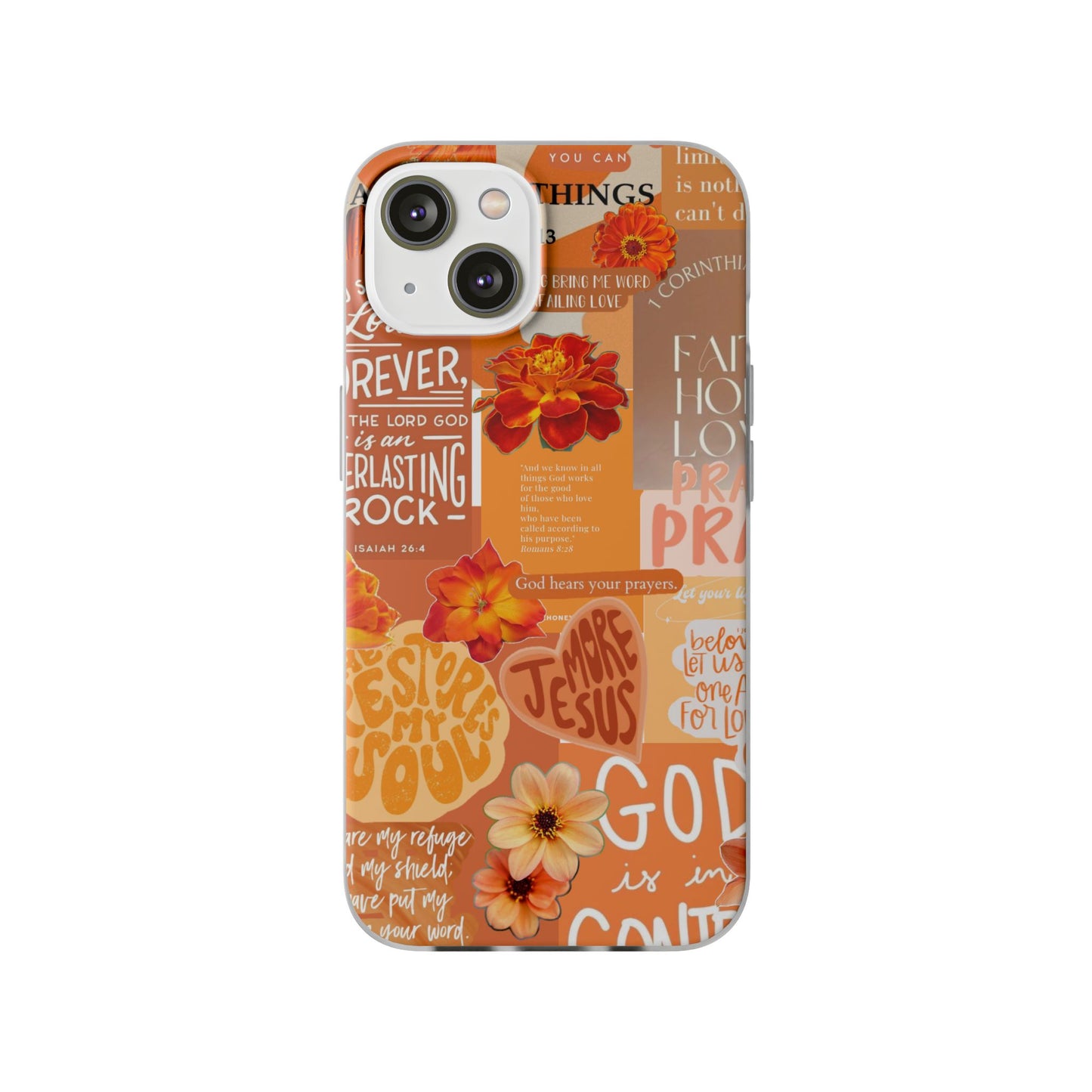 Faith Collage Phone Clear Case — Inspirational Christian Scripture Floral Design